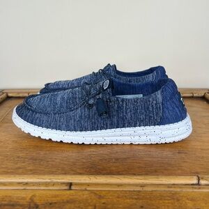 Hey Dude Women's Wendy Sport Knit Casual Moccasin Sneakers Blue Size 8